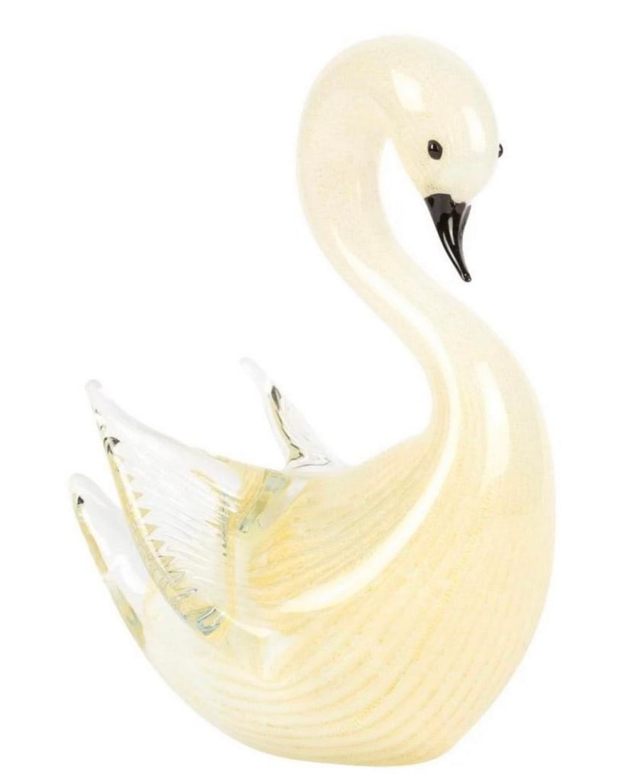 Murano Glass Swan With Gold Figurine (1 of 4)
