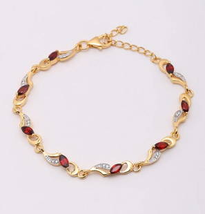Celestial Spark Garnet & Topaz Bracelet: Celestial Spark Garnet & Topaz Bracelet Wrap your wrist in timeless elegance with this exquisite bracelet. Rich red garnet stones radiate warmth, beautifully complemented by the sparkling brillia