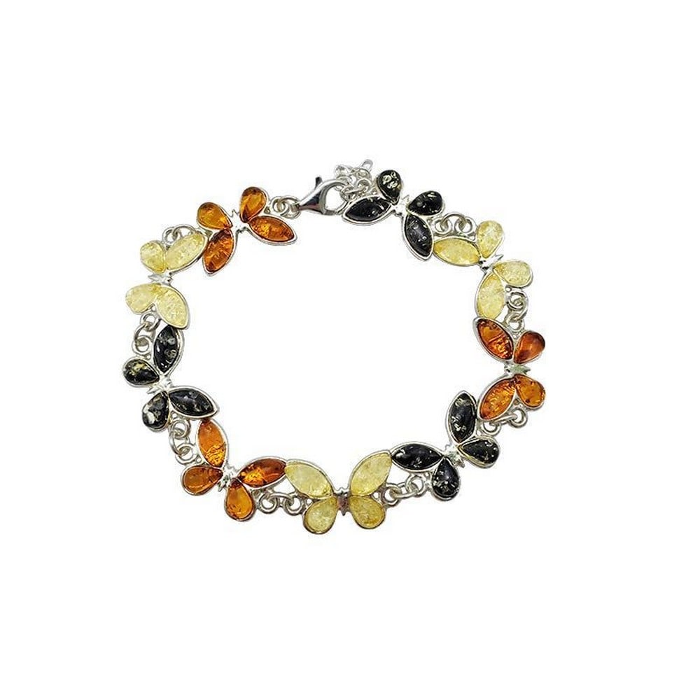 7"-8" Butterfly Multi-Color Amber Link Bracelet (1 of 3)