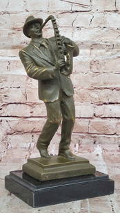 Jamming Saxophone Original Bronze Sculpture - 12" x 6": Jamming Saxophone Original Bronze Sculpture - 12&#34; x 6&#34;  Celebrate the rhythm and soul of jazz with this signed bronze saxophone player sculpture by artist Williams. Capturing a folk-inspired f