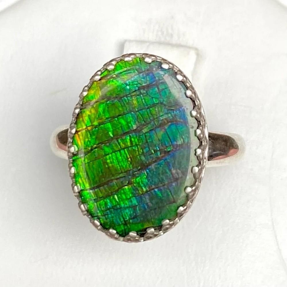 Verdant Mirage Ammolite Ring - Size 9 (1 of 2)