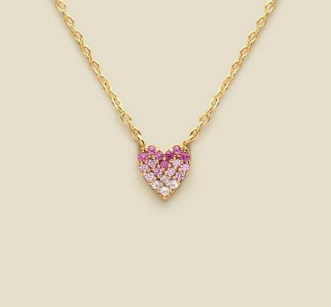 Pink Pavé Heart Necklace (1 of 3)