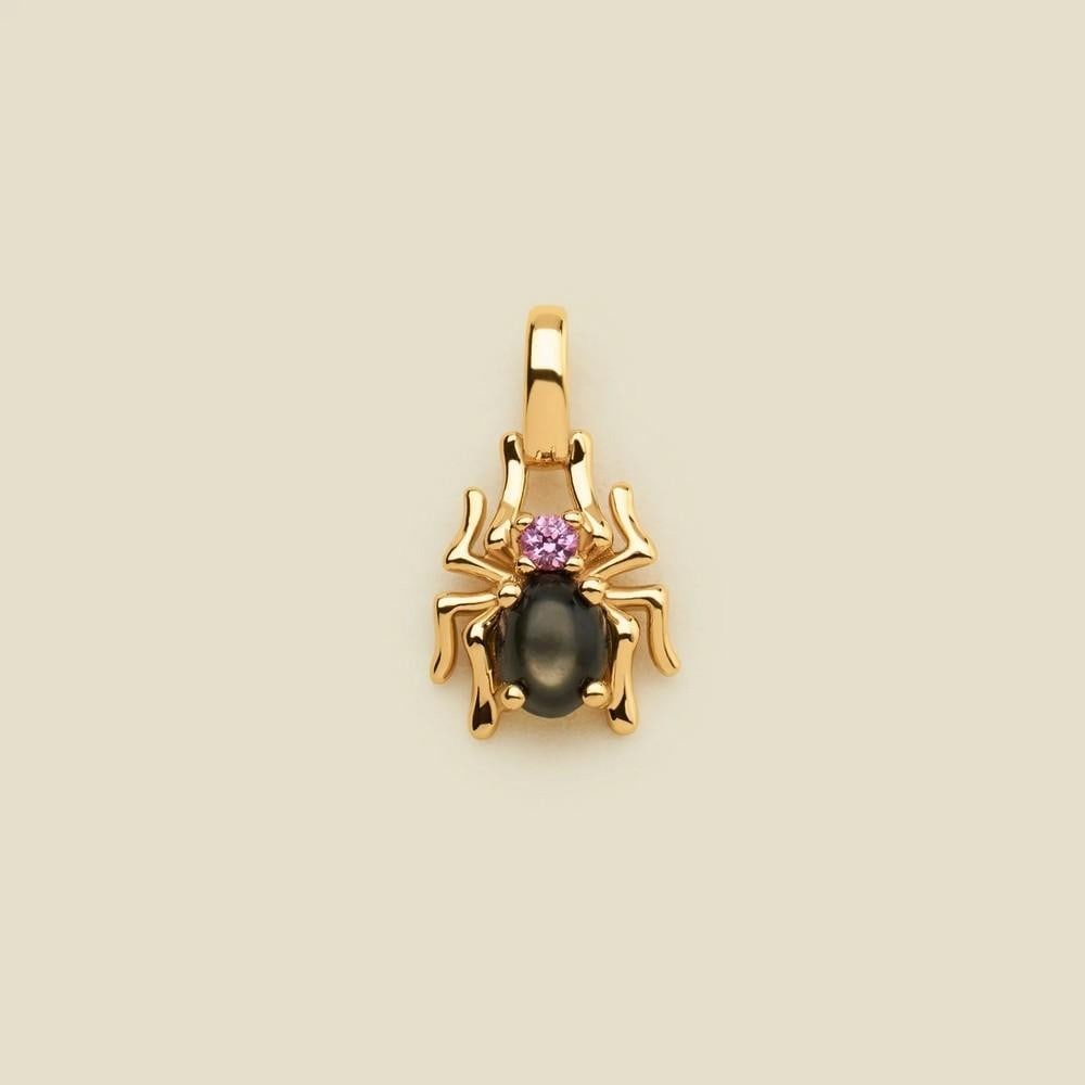 Vermeil Gold & Mother of Pearl Spider Gemstone Charm (1 of 2)