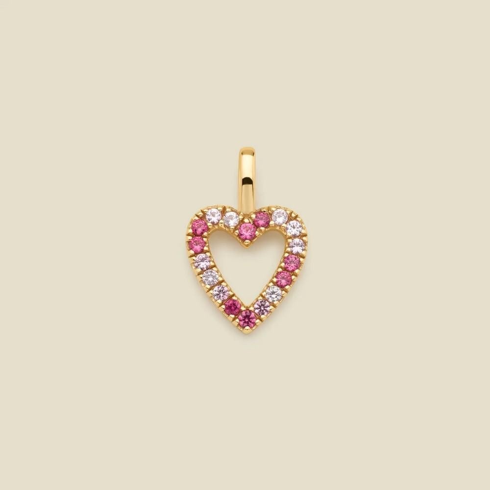 Vermeil Gold & Pink CZ Pavé Heart Charm (1 of 4)