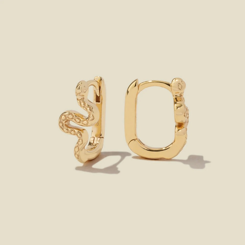 Vermeil Gold Snake Hoop Earrings (1 of 2)