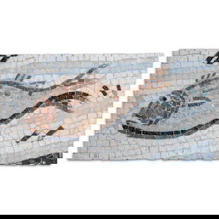 Impluvium: Ancient Waters Mosaic: Impluvium: Ancient Waters Mosaic Impluvium: Ancient Waters Mosaic is a striking, hand-crafted marble piece inspired by classical Roman design. Featuring vibrant fish motifs arranged in a harmonious co