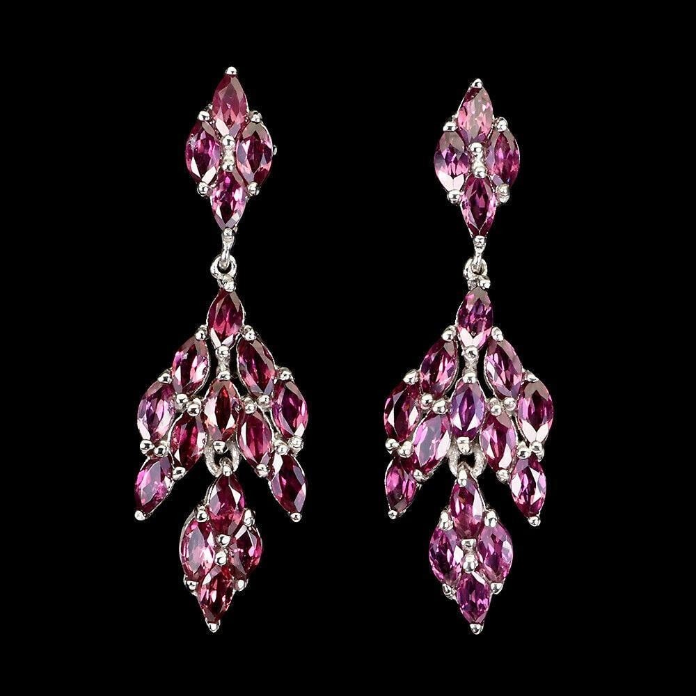 Marquise Cut Pink Rhodolite 5mm x 2.5mm Sterling Silver 925 Earrings: Marquise Cut Pink Rhodolite 5mm x 2.5mm Sterling Silver 925 Earrings TYPE OF METAL: 925 STERLING SILVER PLATING: 14K WHITE GOLD MAIN STONE: RHODOLITE GARNET TOTAL WEIGHT: 5.28 GRAM DIMENSIONS STONE: 5