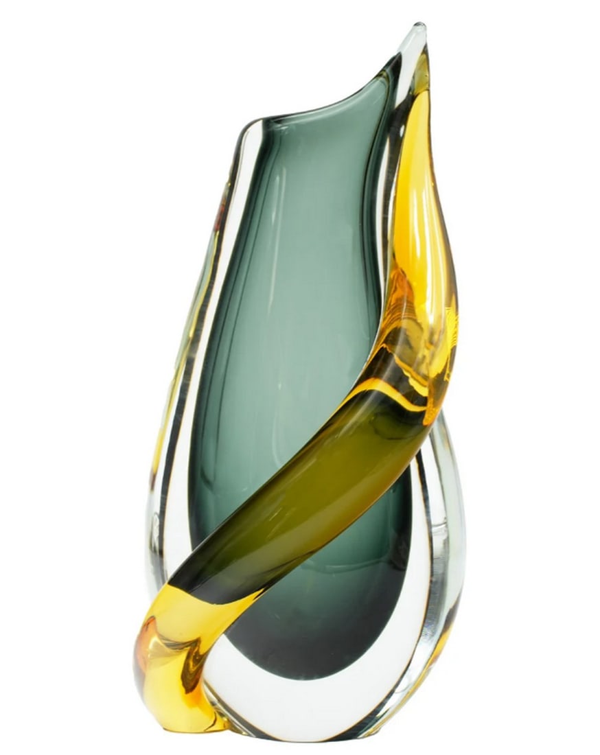 Fumé Amber Lava Vase – Murano Glass Sommerso Technique (1 of 6)