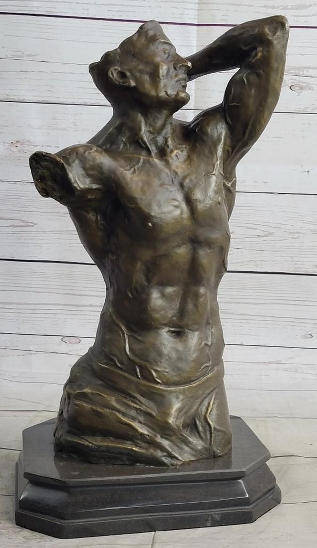 Signed Original Surreal Abstract Muscular Male Torso Bronze Sculpture - 14.5" x 9" (1 of 7)