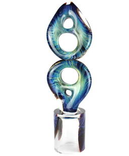 Chalcedony Abstract Murano Glass Sculpture: Chalcedony Abstract Murano Glass Sculpture Exclusive and unique glass artwork handmade in clear glass and chalcedony. Particularly difficult to realize, chalcedony glass has the peculiarity of