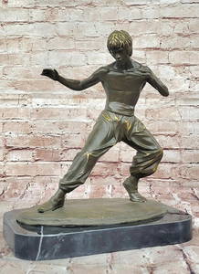 Bruce Lee Copper Martial Arts Sculpture by Mavchi - 15" x 12.5"