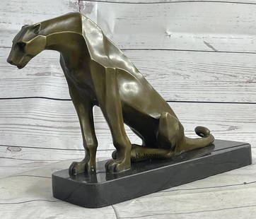 Henry Moore Modern Abstract Jaguar Panther Cougar Lion Bronze Sculpture on Marble Base - 10" x 12": Henry Moore Modern Abstract Jaguar Panther Cougar Lion Bronze Sculpture on Marble Base - 10&#34; x 12&#34;  Enrich your surroundings with the Henry Moore Modern Abstract Bronze Sculpture, a captivatin