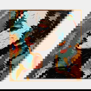Human Abstract Colorful Painting: Human Abstract Colorful Painting   This human abstract colorful painting features a vibrant mix of shapes and colors, including shades of blue, orange, black, and white. The composition is dynamic and
