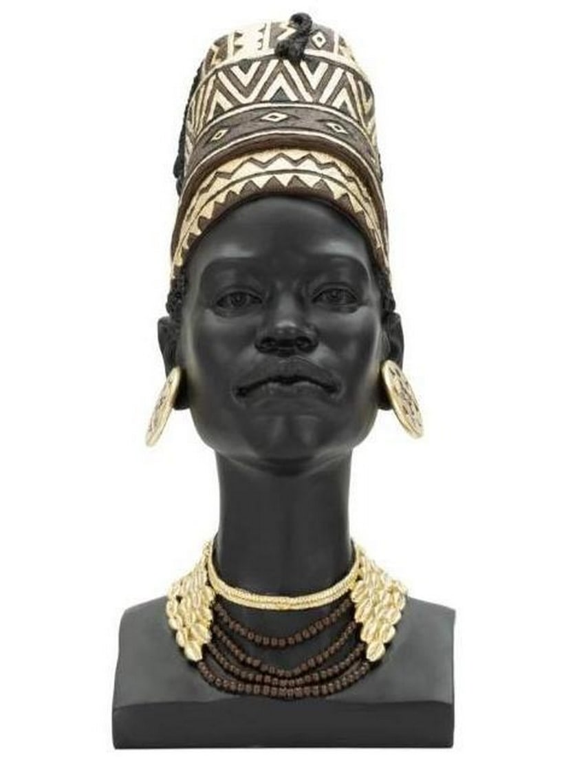 African Female Head Polyresin Statue (1 of 4)