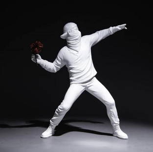 8.5" - Custom Monochrome Man "The Blossom Toss" Throwing Flowers Sculpture: 8.5&#34; - Custom Monochrome Man &#34;The Flower Toss&#34; Throwing Flowers Sculpture  Man Throwing Flowers Sculpture is perfect for any room in your home or office. Handmade with great attention to d
