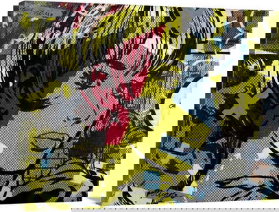 Pop Art Comic Style 'Man Hunter' Wall Art: Pop Art Comic Style 'Man Hunter' Wall Art This striking pop art comic-style wall art captures the essence of vintage comic book aesthetics with bold colors, dynamic composition, and
