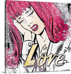 Pop Art 'For Love' Wall Art: Pop Art 'For Love' Wall Art This For Love Pop Art wall art bursts with bold colors and expressive design, capturing the energy and emotion of romance in a retro comic book style. A striking