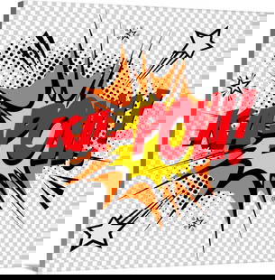 Pop Art Style 'Ka-Pow' Canvas Print Wall Art: Pop Art Style 'Ka-Pow' Canvas Print Wall Art Make a bold statement with this pop art-style Ka-Pow canvas print. Featuring vibrant colors, dynamic comic book lettering, and explosive