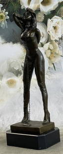 Chain Choker Bondage Girl Bronze Sculpture - 13.5" x 5": Chain Choker Bondage Girl Bronze Sculpture - 13.5&#34; x 5&#34; Dimensions Bronze Dimensions with Marble Base: Height 13.5&#34; X Width 5&#34; Marble Dimensions:5&#34; X 4&#34; Height wit