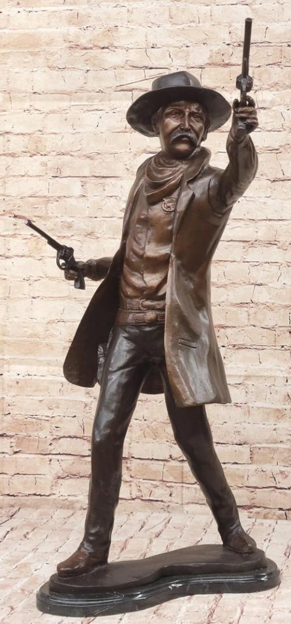 Gun Slinger Wielding Two Pistols Inspired bronze statue - 32" x 21" (1 of 6)
