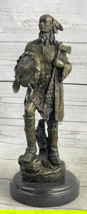 Spirit of the Chief" Bronze Sculpture by B. Wood - 12" x 4.5: &#34;Spirit of the Chief&#34; Bronze Sculpture by B. Wood - 12&#34; x 4.5&#34; Immerse yourself in the captivating presence of the &#34;Spirit of the Chief&#34; Bronze Sculpture by B. Wood, a profound