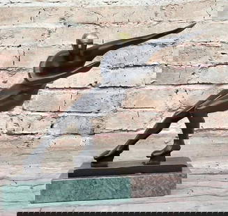 Abstract Modern Art Ice Skater Nick's Original Bronze Sculpture on Green Marble Base - 8" x 11": Abstract Modern Art Ice Skater Nick's Original Bronze Sculpture on Green Marble Base - 8" x 11" Immerse yourself in the artistry and precision of ice-skating with this captivating Bronze