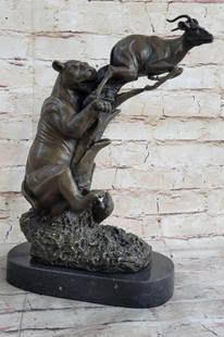 Survival Of The Jaguar & Gazelle Bronze Sculpture - 13" x 12": Jaguar &amp; Gazelle Bronze Sculpture - 13&#34; x 12&#34;  This jaguar was lurking in the shadows of his play field and spotted his meal of the day. The baby deer starts to run for his life, but knows