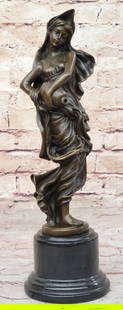 Milo's Original Flowing Aquarius Watercarrier Girl Bronze Sculpture with Jug - 13" x 4": Milo&#39;s Original Flowing Aquarius Watercarrier Girl Bronze Sculpture with Jug - 13&#34; x 4&#34;  In the realm of fine artistry, Milo, a skilled and renowned sculptor, unveils a masterpiece through