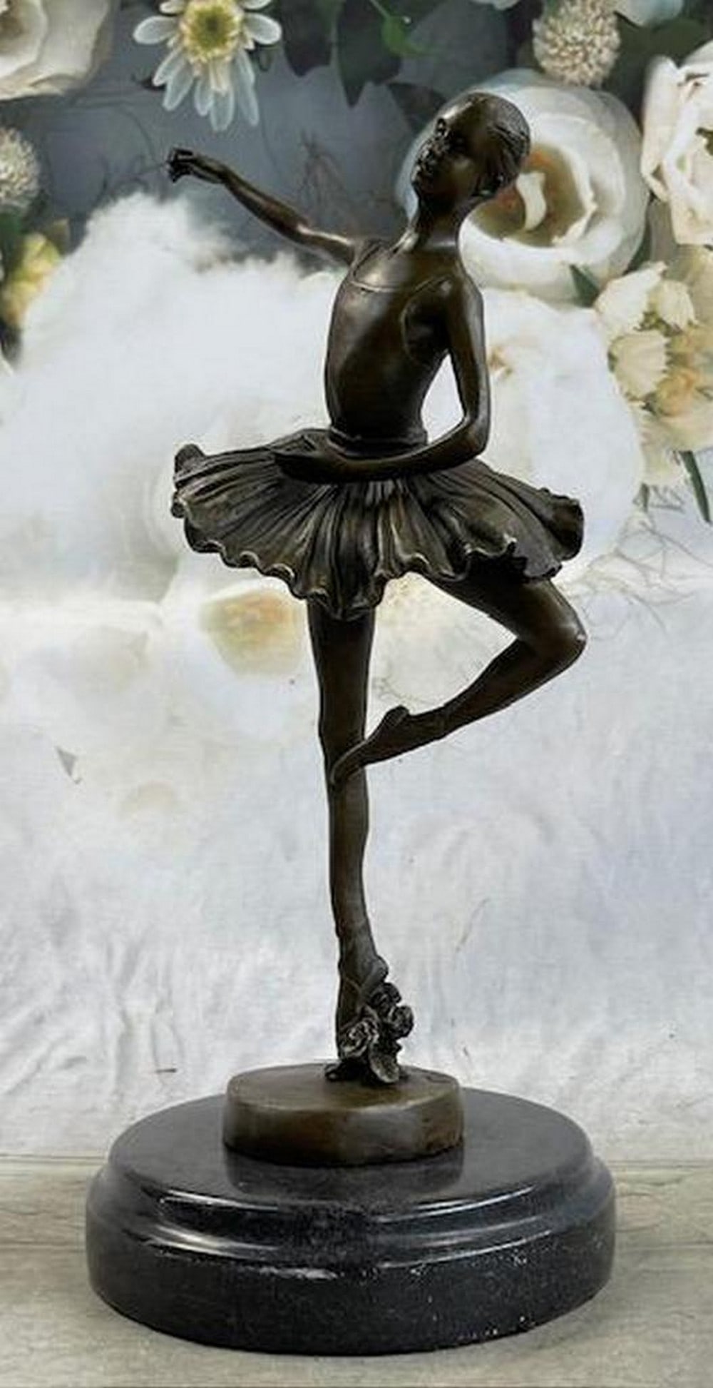 11'' Tall Bronze Dancer Ballerina Bronze Statue Handmade Marble Base Vintage Art: 11'' Tall Bronze Dancer Ballerina Bronze Statue Handmade Marble Base Vintage Art In this exquisite bronze sculpture, the artist Milo captures the essence of a prima ballerina gracefully perfo