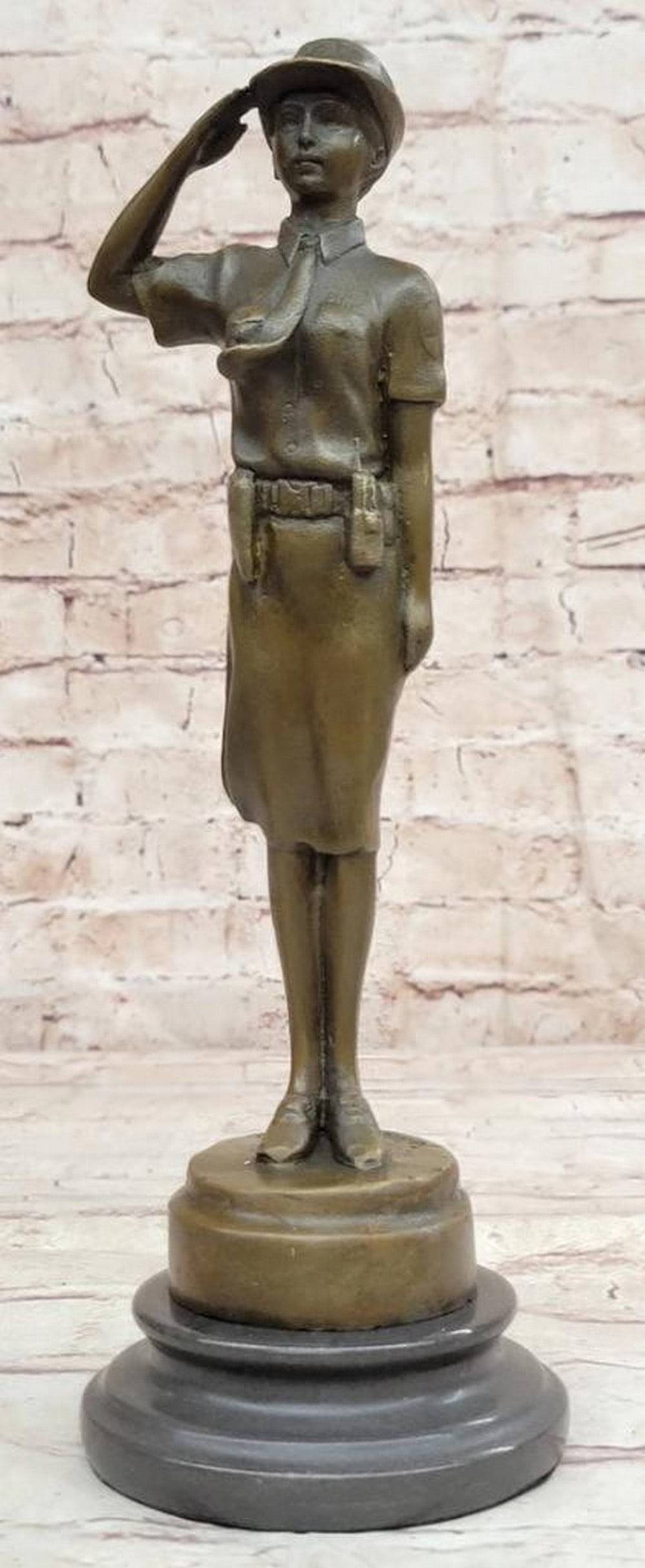 Guardian of Justice: Jean Patoue Police Woman Officer Signed Original Bronze Sculpture - 11" x 3.5" (1 of 6)