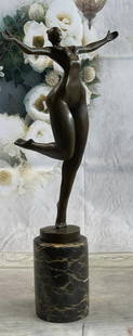 Abstract Cubism Woman Bronze Sculpture: Abstract Cubism Woman Bronze Sculpture  An abstract beauty poses for a portrait. She stretches her long round body. She kneels and curls an arm upward. Like a classic pin-up, she pushes her chest out,