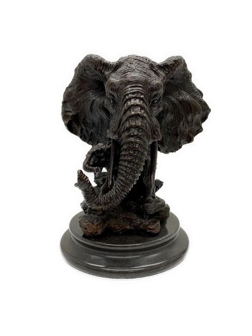 Massive Elephant Head Bust Bronze Sculpture (1 of 4)