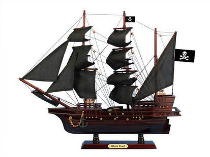 20" Black Sails Wooden Pirate Ship Model: The Black Pearl: 20&#34; Black Sails Wooden Pirate Ship Model: The Black Pearl Embark on a nautical journey with our meticulously crafted replica of the Black Pearl Pirate Ship. This stunning model is a testament to m