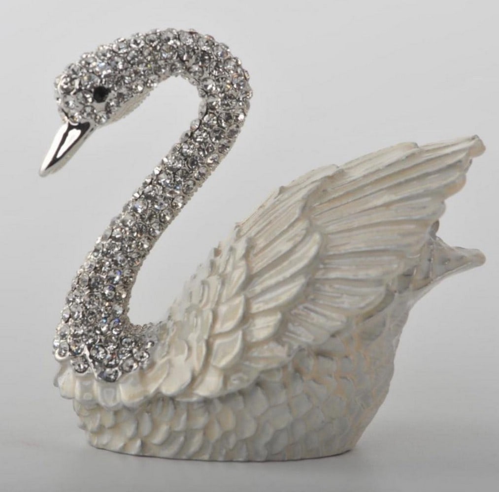Austrian Crystal Silver and White Swan Trinket Box (1 of 5)