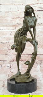 Aphrodite – Bronze Sculpture by Aldo Vitaleh - 13" x 5": Aphrodite – Bronze Sculpture by Aldo Vitaleh - 13&#34; x 5&#34;  This exquisite bronze sculpture, titled Aphrodite, captures the timeless grace and allure of the Greek goddess of love and beauty. Ha