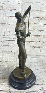 B.Rougelet Inspired Young Fencer Bronze Sculpture - 16" x 8": B.Rougelet Inspired Young Fencer Bronze Sculpture - 16&#34; x 8&#34;  This beautiful study of a young gentleman about to engage in a fencing duel exhibits the highest quality in bronze sculpture. Note