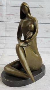 Mother in Embrace With Child Bronze Statue - 11" x 6": Mother in Embrace With Child Bronze Statue - 11&#34; x 6&#34;  Celebrate the enduring connection between mother and child with this bronze sculpture. Expertly crafted using the Lost Wax Method, the ar