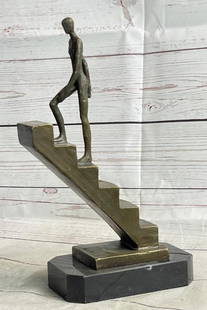 Climbing Stairs Signed Original Bronze Sculpture by Mario Nick - 12" x 8.5": Climbing Stairs Signed Original Bronze Sculpture by Mario Nick - 12&#34; x 8.5&#34;  Immerse yourself in the mesmerizing world of abstract modern art with Mario Nick&#39;s signed original sculpture ti