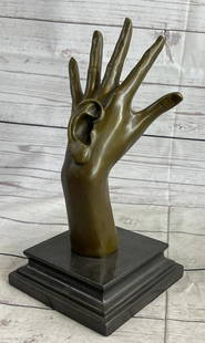 listening Hand Original Bronze Statue - 13" x 5": listening Hand Original Bronze Statue - 13&#34; x 5&#34;  This meticulously crafted bronze sculpture captivates with its intricate details, from the finely shaped fingers to the subtle hand cuts. Its