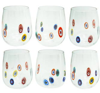 Light Millefiori Drinking Glasses Set of 6 - Murano Glass: Light Millefiori Drinking Glasses Set of 6 - Murano Glass This cool set of 6 glasses is crafted using the glass-blowing technique and features vibrant millefiori murrine. Perfect for everyday use,