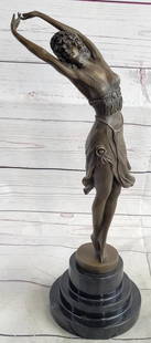 Art Deco Graceful Ballerina Original Bronze Sculpture - 15.5" x 6": Art Deco Graceful Ballerina Original Bronze Sculpture - 15.5&#34; x 6&#34;   This captivating sculpture portrays a graceful dancer swept away by the wind, embodying freedom and beauty. With one hand r