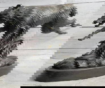 Original Bronze Sprinting Wolf Dog Sculpture - Signed by C. Williams 9" x 14.5": Original Bronze Sprinting Wolf Dog Sculpture - Signed by C. Williams 9&#34; x 14.5&#34;  Radiating natural grace and power, this exceptional bronze sculpture by the skilled artist C. Williams encapsul