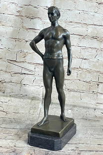 The Athletic Visionary Signed Bronze Sculpture Inspired by Kesk on Marble Base - 15" x 6": The Athletic Visionary Signed Bronze Sculpture Inspired by Kesk on Marble Base - 15&#34; x 6&#34;  Unleash the captivating aura of our bronze sculpture featuring an athletic figure, intriguing in its