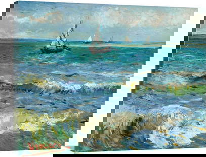 Seascape at Les Saintes-Maries Wall Art by Vincent van Gogh Canvas Reproduction - 18" x 24": Seascape at Les Saintes-Maries Wall Art by Vincent van Gogh Canvas Reproduction - 18&#34; x 24&#34; Vincent van Gogh’s Seascape Near Les Saintes-Maries-de-la-Mer (1888) is a captivating oil painting