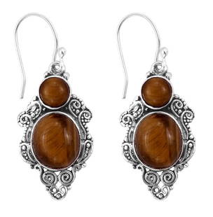 Enchanted Horizon Tiger Eye Earrings: Enchanted Horizon Tiger Eye Earrings  Embrace refinement with these sterling silver earrings, adorned with a stunning tiger eye gemstone that radiates warmth. Blending earthy charm with modern style,