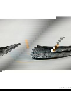 Black Diamonds Canoe Dip Pot: Black Diamonds Canoe Dip Pot  Handcrafted by a Canadian artist, this piece is perfect for serving dips, salsa, condiments, ptés, or even chocolate. It comes with two paddles (spreaders) for easy serv