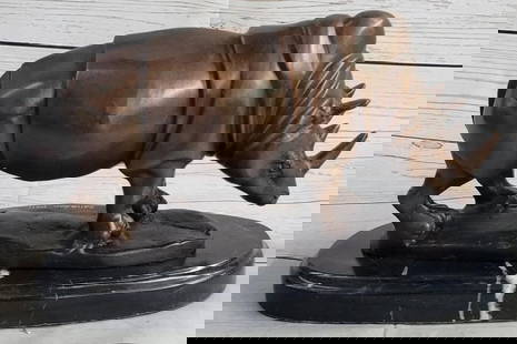 Salvador Dali Signed Bronze 'Rhino' Inspired Sculpture - 6.5" x 10.5": Salvador Dali Signed Bronze &#39;Rhino&#39; Inspired Sculpture - 6.5&#34; x 10.5&#34;  Embark on a journey through time with our awe-inspiring bronze sculpture, a testament to the enduring legacy of t