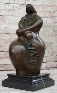 Botero Inspired Abstract Modern Mother and Child Bronze Sculpture: Botero Inspired Abstract Modern Mother and Child Bronze Sculpture  This handcrafted bronze sculpture titled &#34;Mother and Child&#34; by Botero showcases an abstract modern style that bea