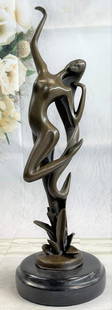Abstract Skinny Woman Bronze Sculpture: Abstract Skinny Woman Bronze Sculpture    The sculpture shows what seems a sketch of a woman figure projected into a three-dimensional realm. The abstract composition boasts a linear attractiveness as