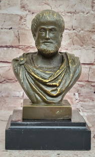 Original Bronze Bust Sculpture of Aristotle - 7.5" x 4.5": Original Bronze Bust Sculpture of Aristotle - 7.5&#34; x 4.5&#34;  This distinguished bronze bust of Aristotle portrays the legendary Greek philosopher and polymath in a timeless, contemplative pose.
